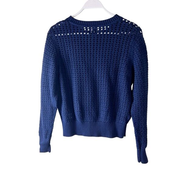 Gap Crochet Pullover Sweater Womens Sz M Navy Blue - Picture 7 of 7